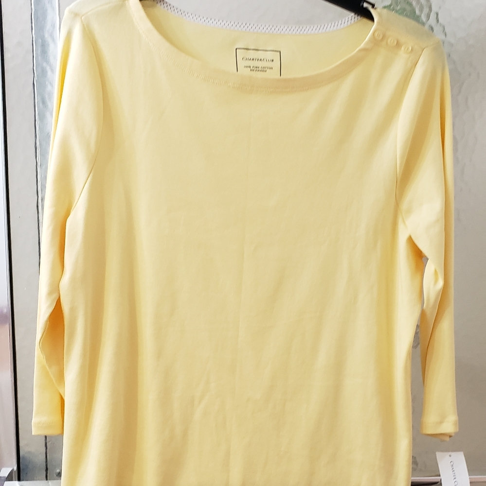 NWOT Charter Club Lemon Yellow Blouse XXL $30